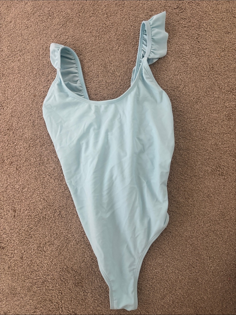 SHEIN Light Blue Ruffle Strap Kids One-Piece Swimsuit